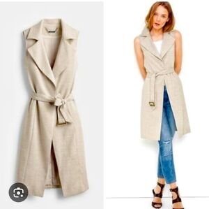 Nwot White House Black Market Belted Long Vest Size Small